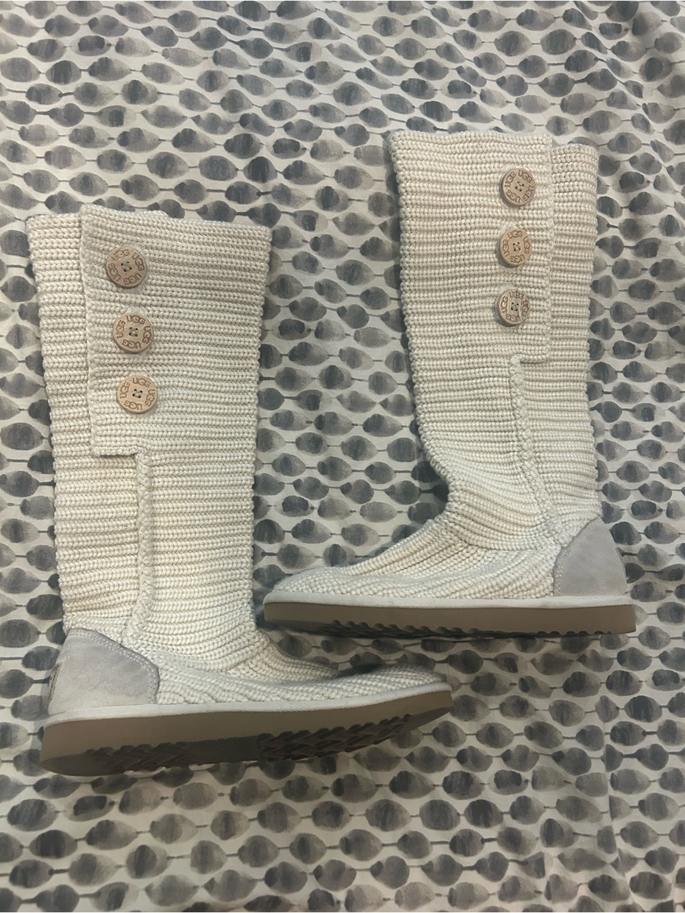 UGG Women's Knit Button Mid-Calf Boots - Cream